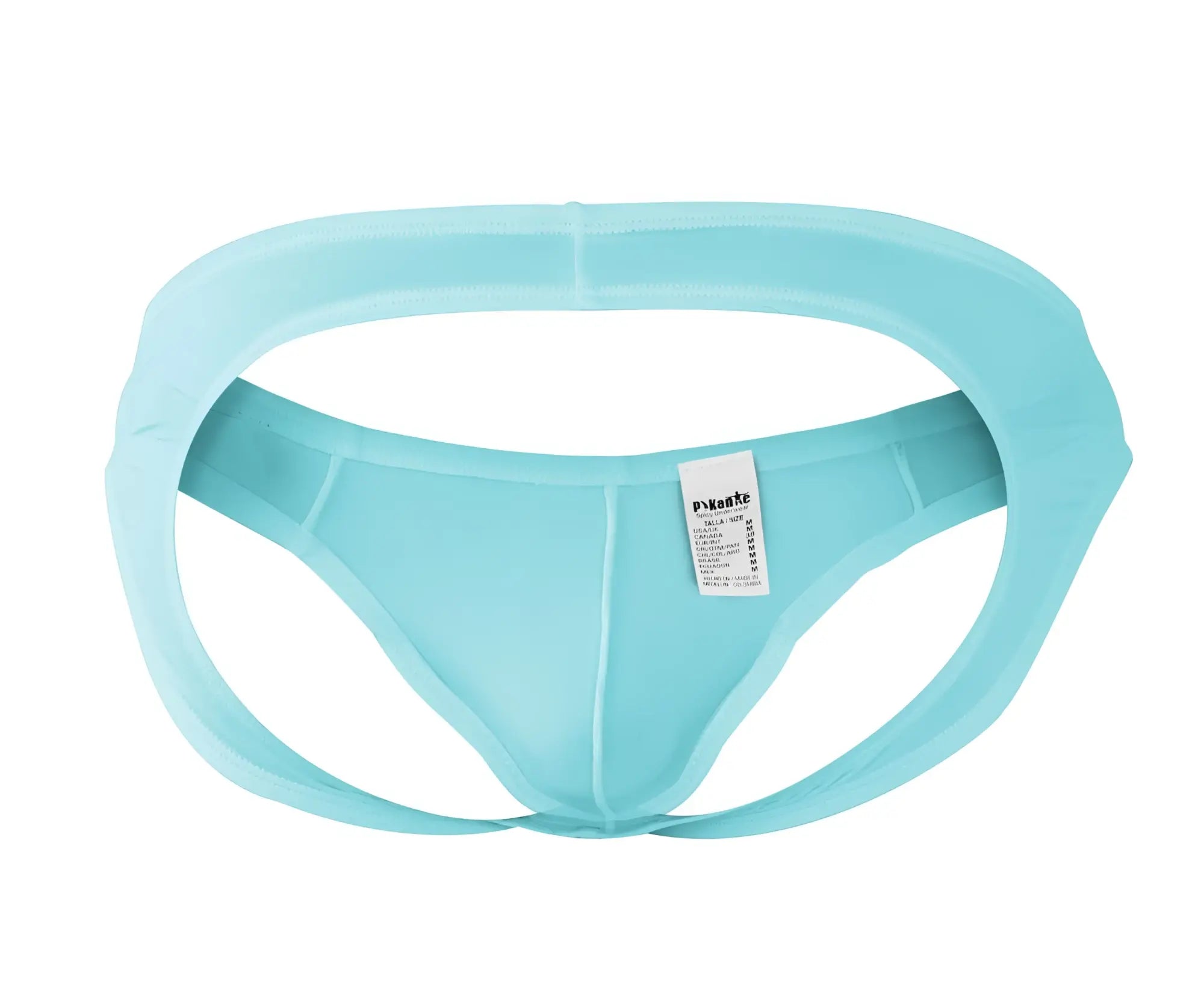 Light blue seamless fabric briefs with supportive waistband and leg openings from pikante pik 0979x angola jockstrap