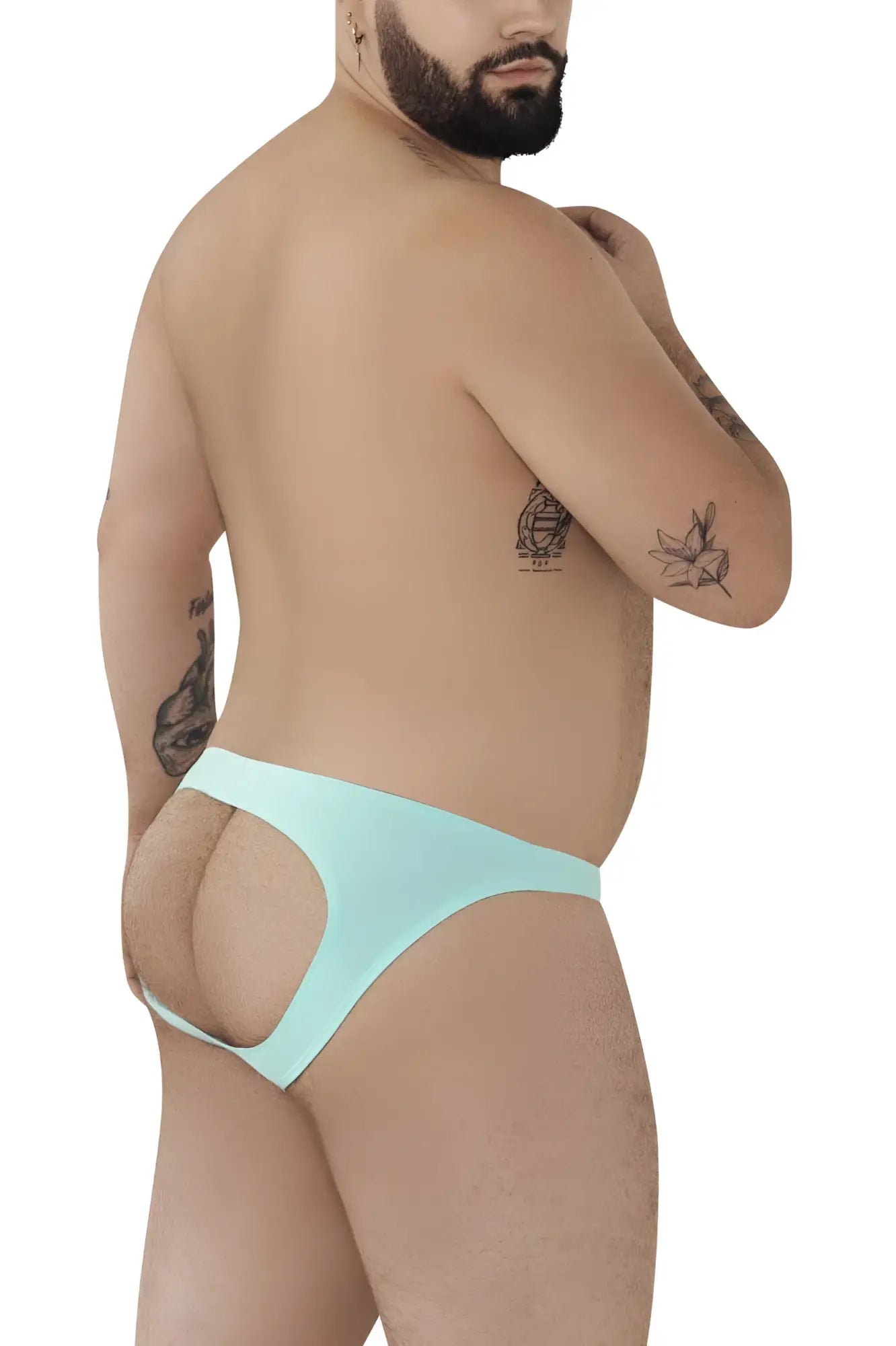 Light blue seamless Pikante PIK 0979X Angola jockstrap thong with cutout design for comfortable wear