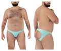 Light blue light fabric pikante PIK 0979X Angola jockstrap back side with cutout and red logo on left hipband
