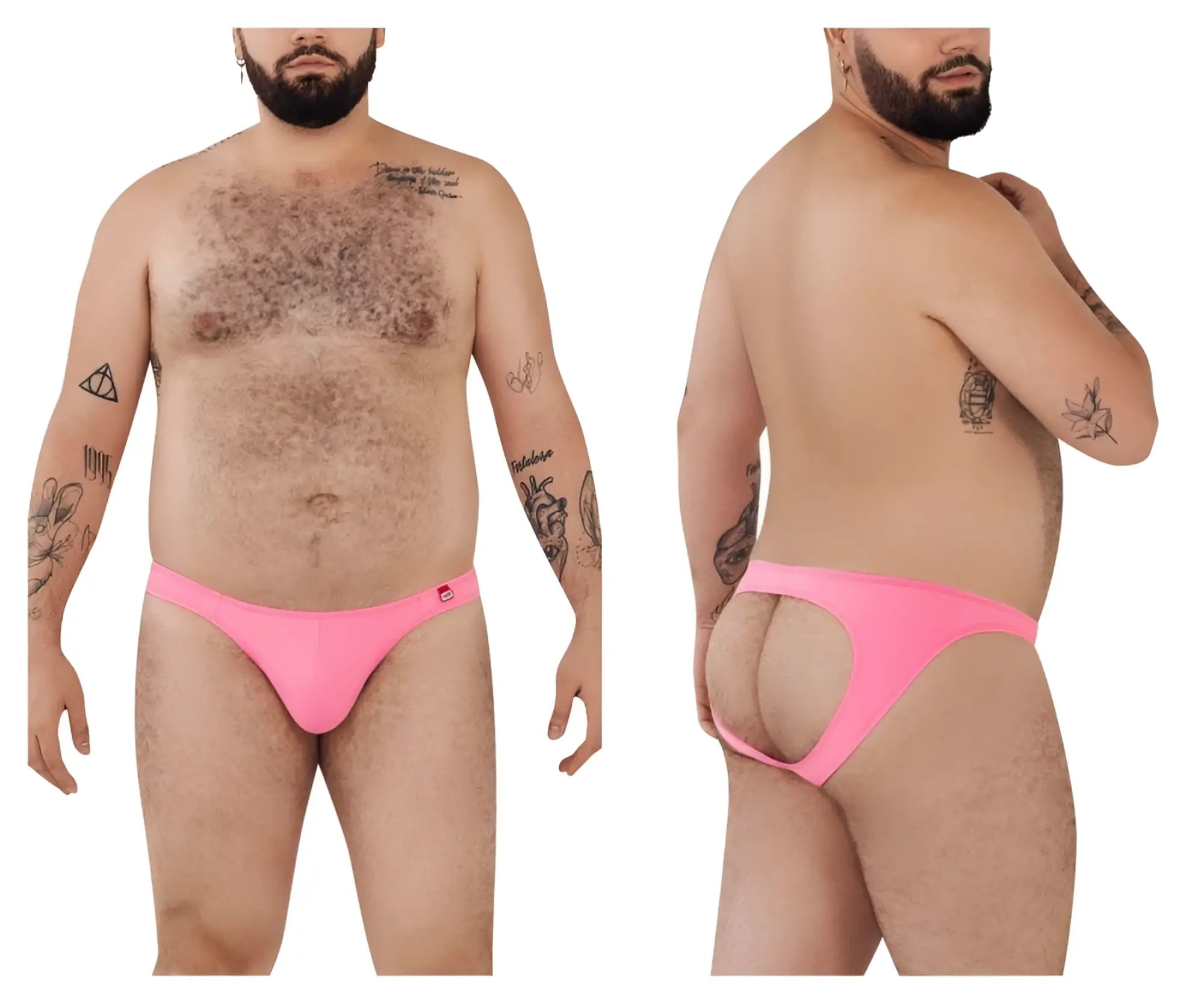 Bright pink pikante PIK 0979X angola jockstrap back view with form-fitting thong and cutout detail