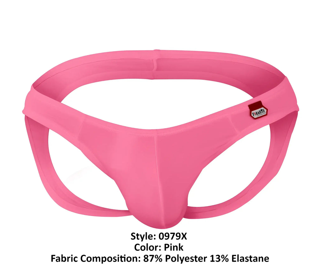 Pink pikante pik 0979x angola jockstrap made of 87 polyester 13 elastane with smooth form fitting design and red tag