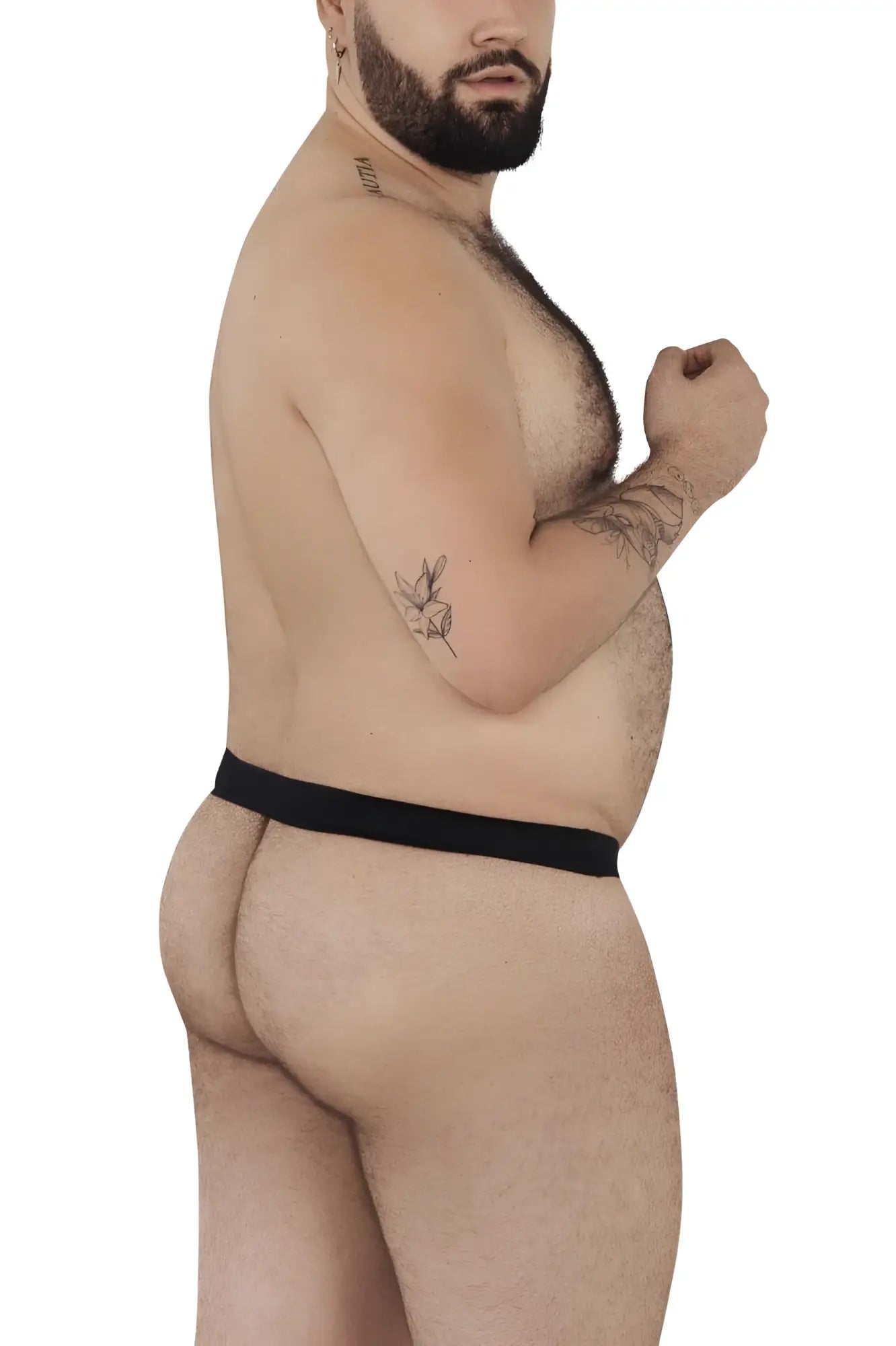 Black pikante pik 0980x angola ball lifter c-ring underwear with elastic waistband shown from the back