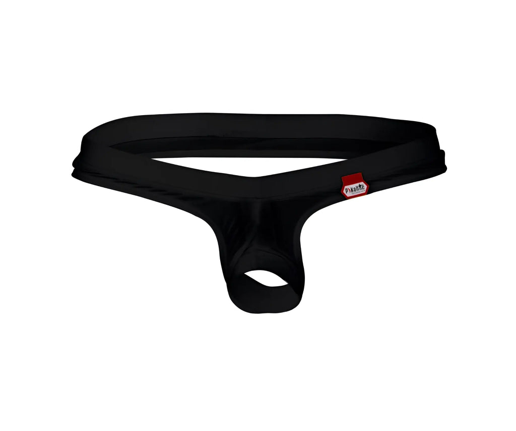 Black mens thong pikante pik 0980x angola ball lifter c-ring in smooth stretchy fabric with small red brand tag on side
