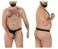 Black thong with small red logo on waistband from pikante pik 0980x angola ball lifter c-ring in black color