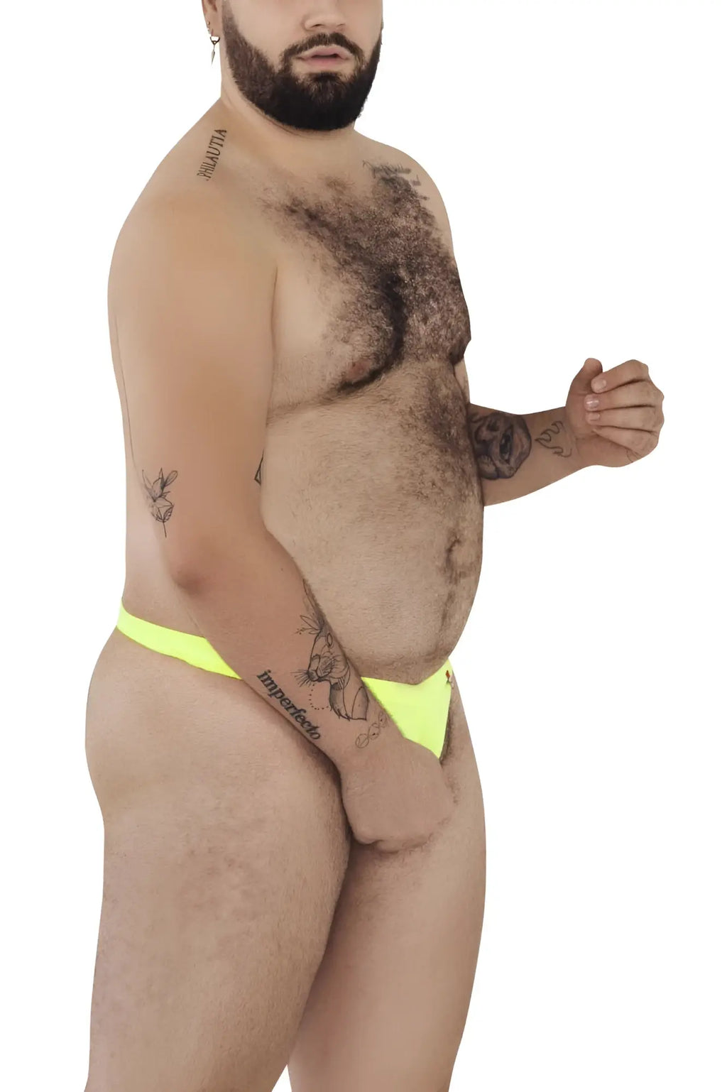 Neon yellow briefs of pikante pik 0980x angola ball lifter c-ring in green shown from the back side
