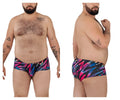 Vibrant multicolored pikante pik 0988x jartum trunks with bold pink blue and black geometric pattern in black color