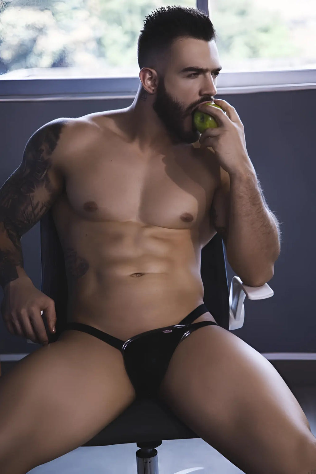 Black latex thong back view of pikante PIK 1013 napoles jockstrap for stylish and bold underwear choice