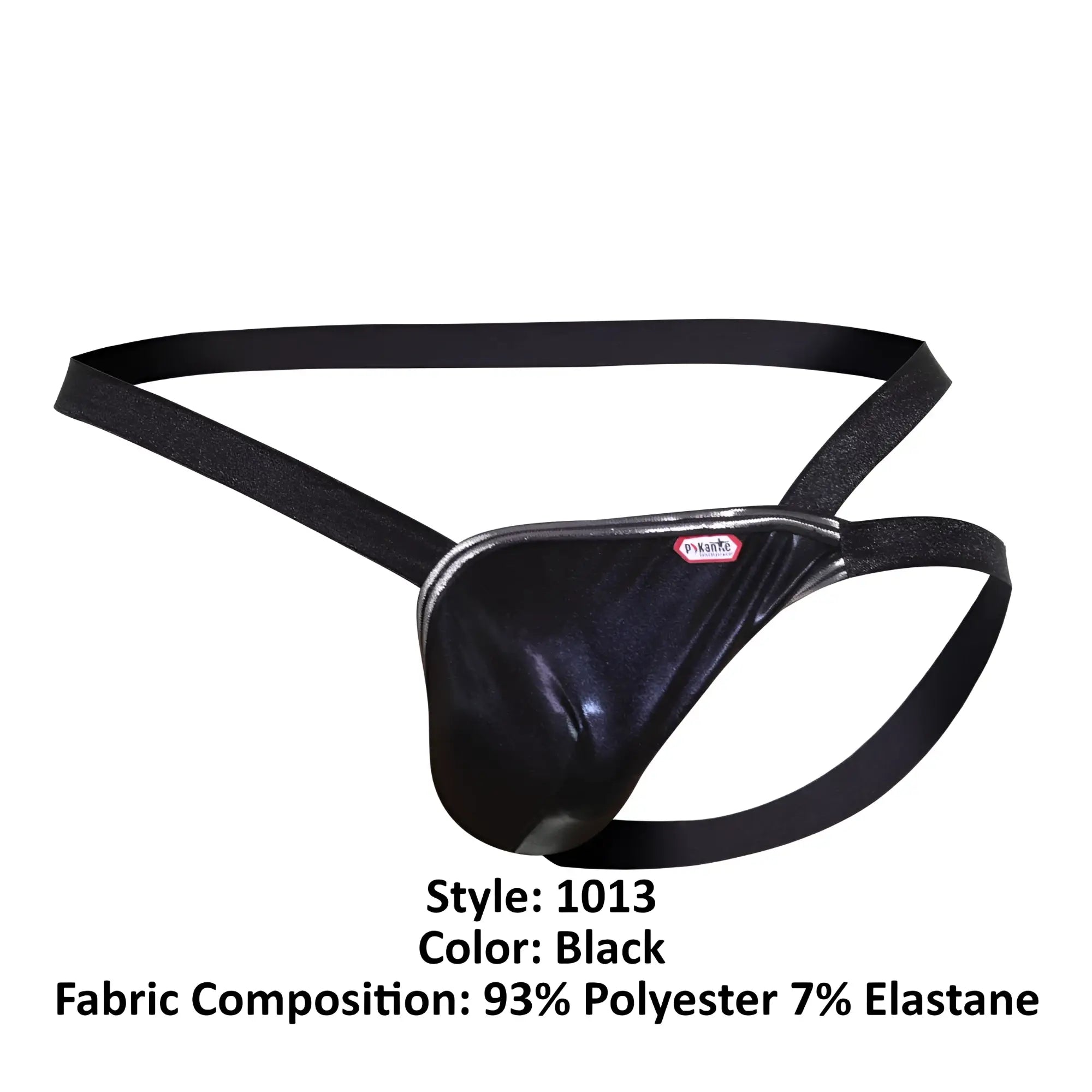 Black shiny polyester and elastane athletic supporter with sleek form-fitting design pikante pik 1013 napoles jockstrap