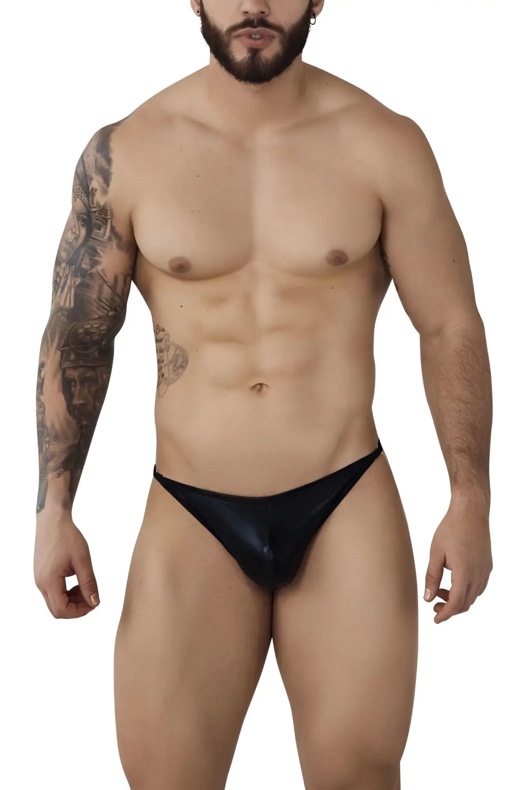 Black glossy briefs pikante pik 1014 salerno thongs showing front side in sleek material design