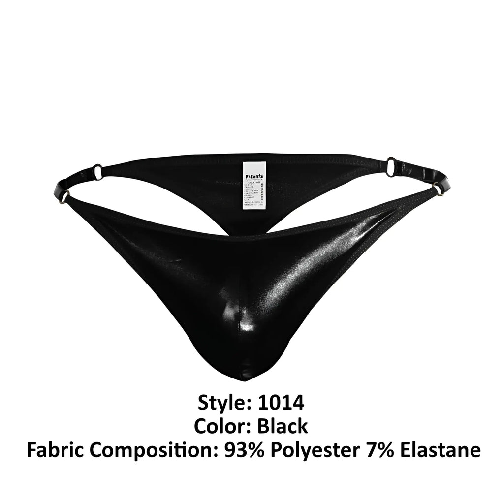 Black glossy polyester and elastane pikante PIK 1014 Salerno thong with a sleek form-fitting design