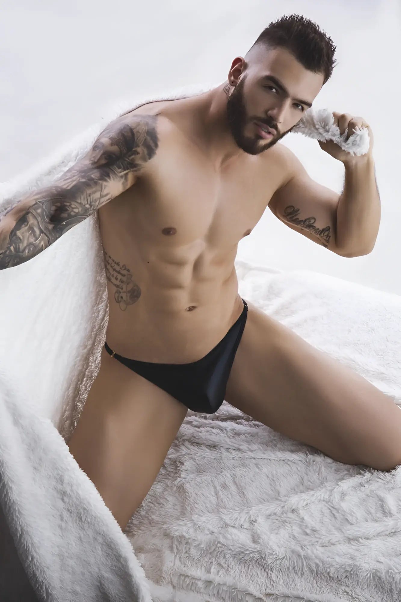Black satin briefs pikante pik 1014 salerno thongs with sleek smooth texture and subtle sheen in black color