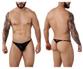 Black shiny latex thong with thin belt-like strap at the back from Pikante PIK 1014 Salerno thongs in black