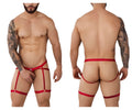 Red nylon suspenders with adjustable metal clasps for pikante pik 1017 avellino jockstrap color red