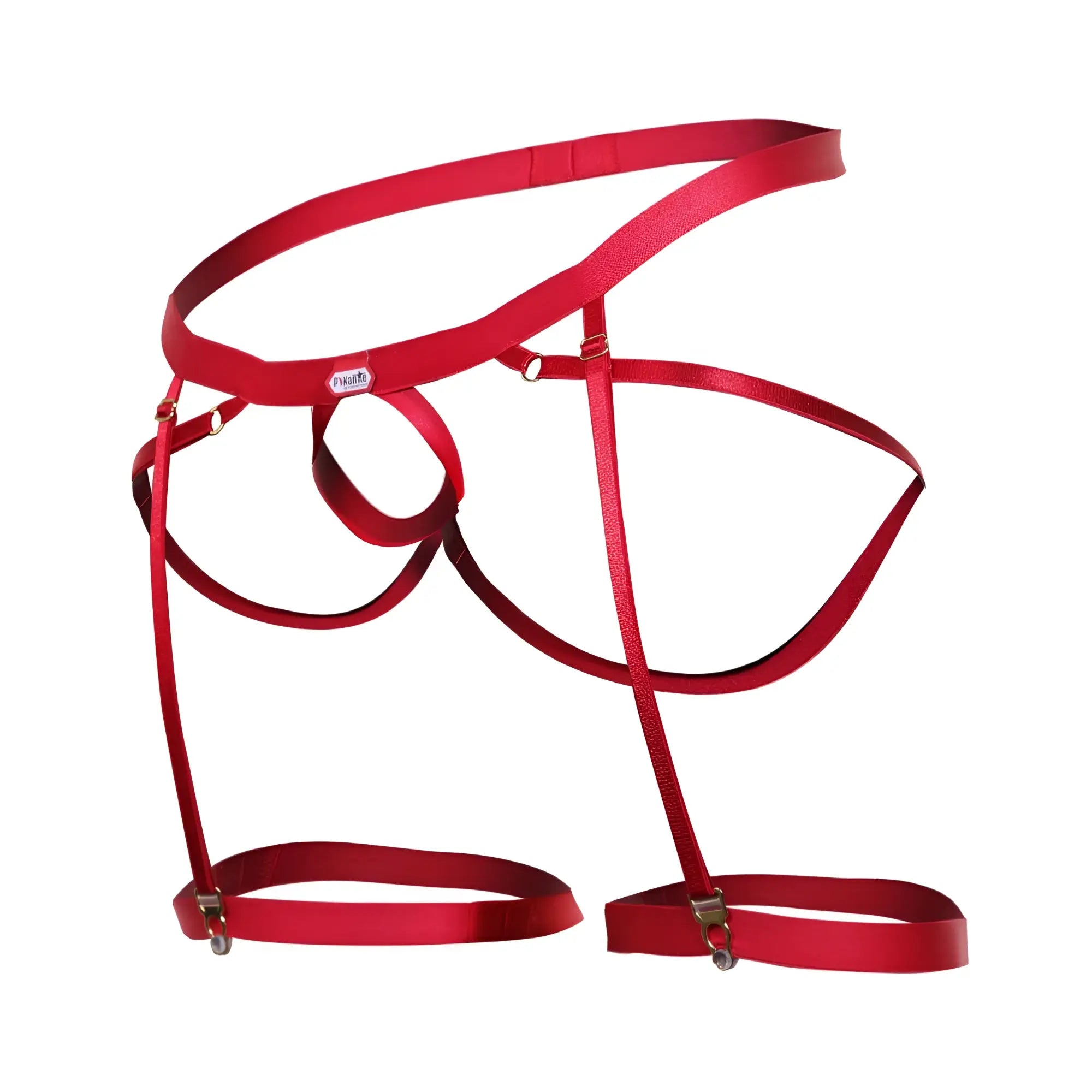 Red satin pikante pik 1017 avellino jockstrap with adjustable straps and metallic clasps