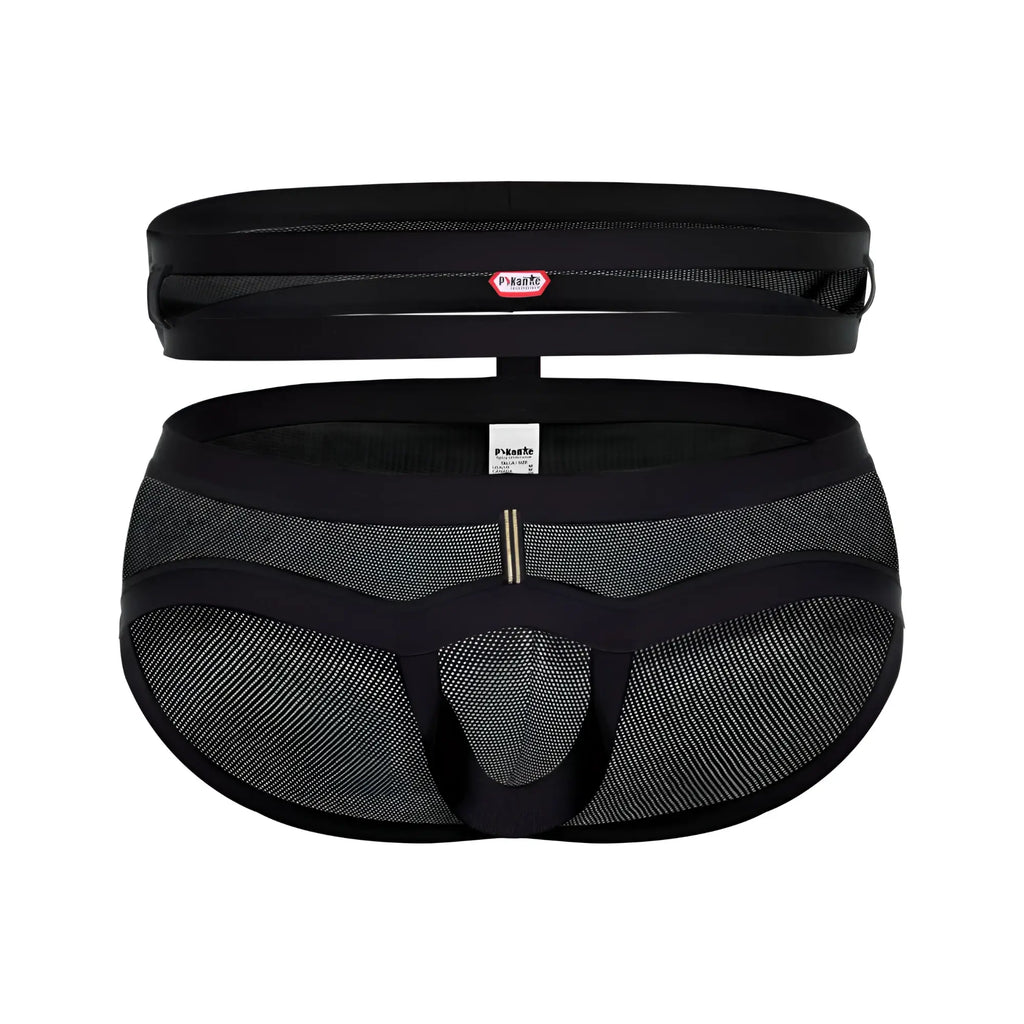 Black pikante PIK 1020 plasencia briefs with sleek black mesh fabric and reinforced elastic waistband