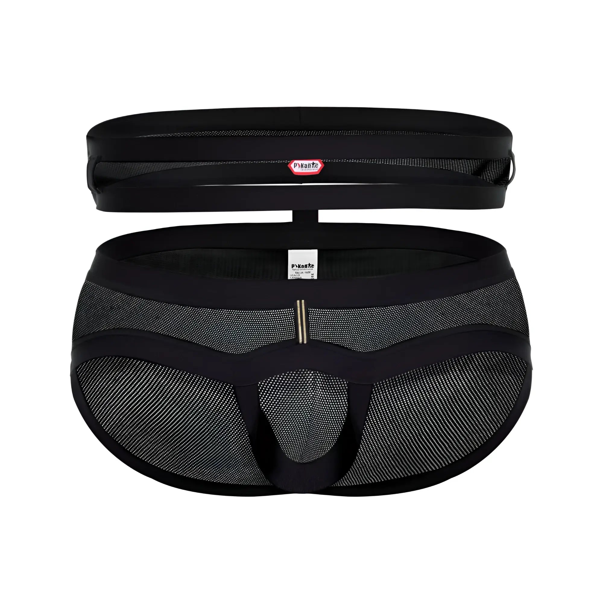 Black pikante PIK 1020 plasencia briefs with sleek black mesh fabric and reinforced elastic waistband