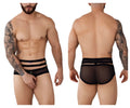 Black sheer mesh pikante pik 1020 plasencia briefs with three horizontal elastic bands on the waistband