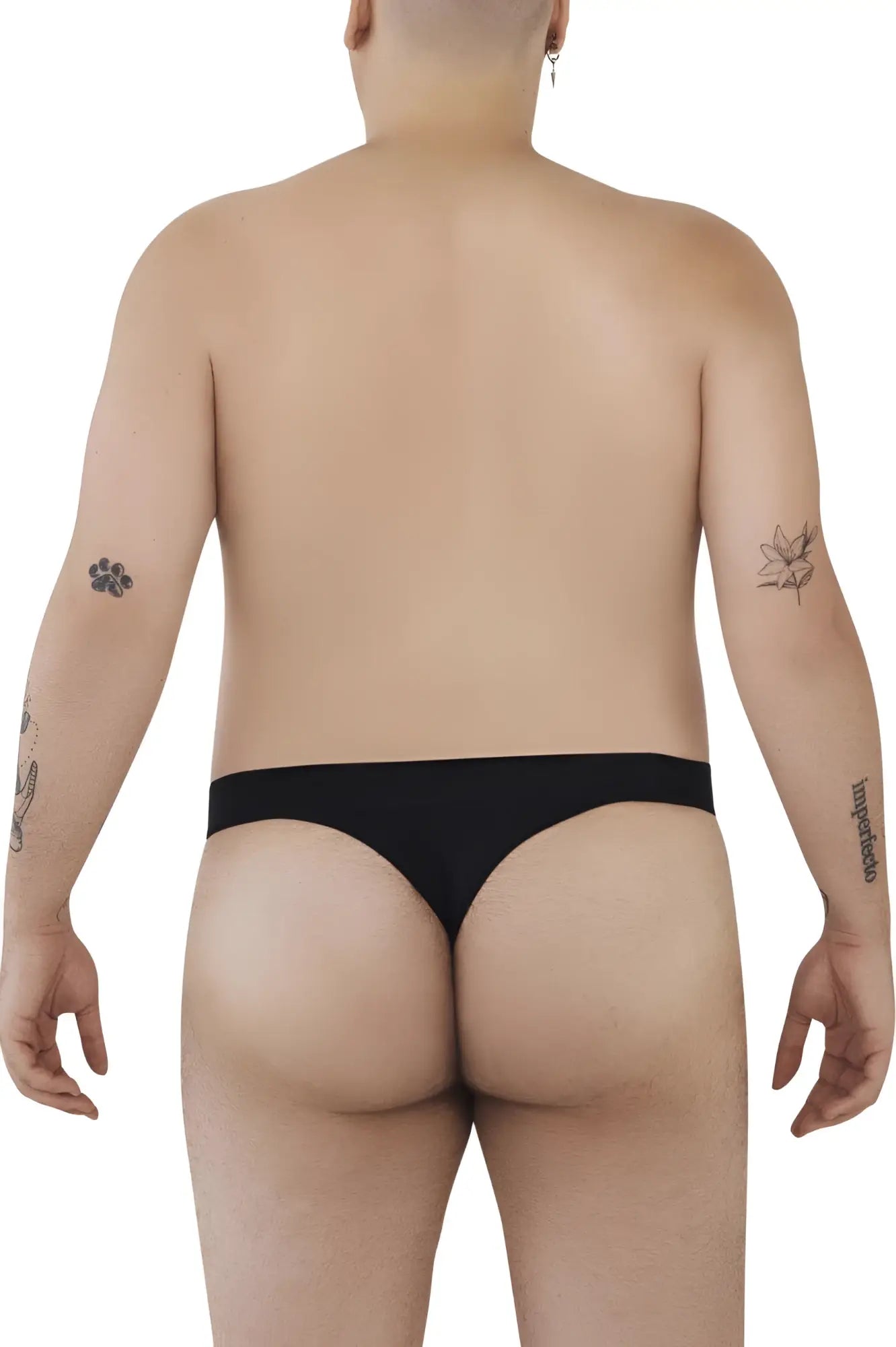 Black seamless Pikante PIK 1024X Terni thongs with smooth fabric finish showing the back side of the product