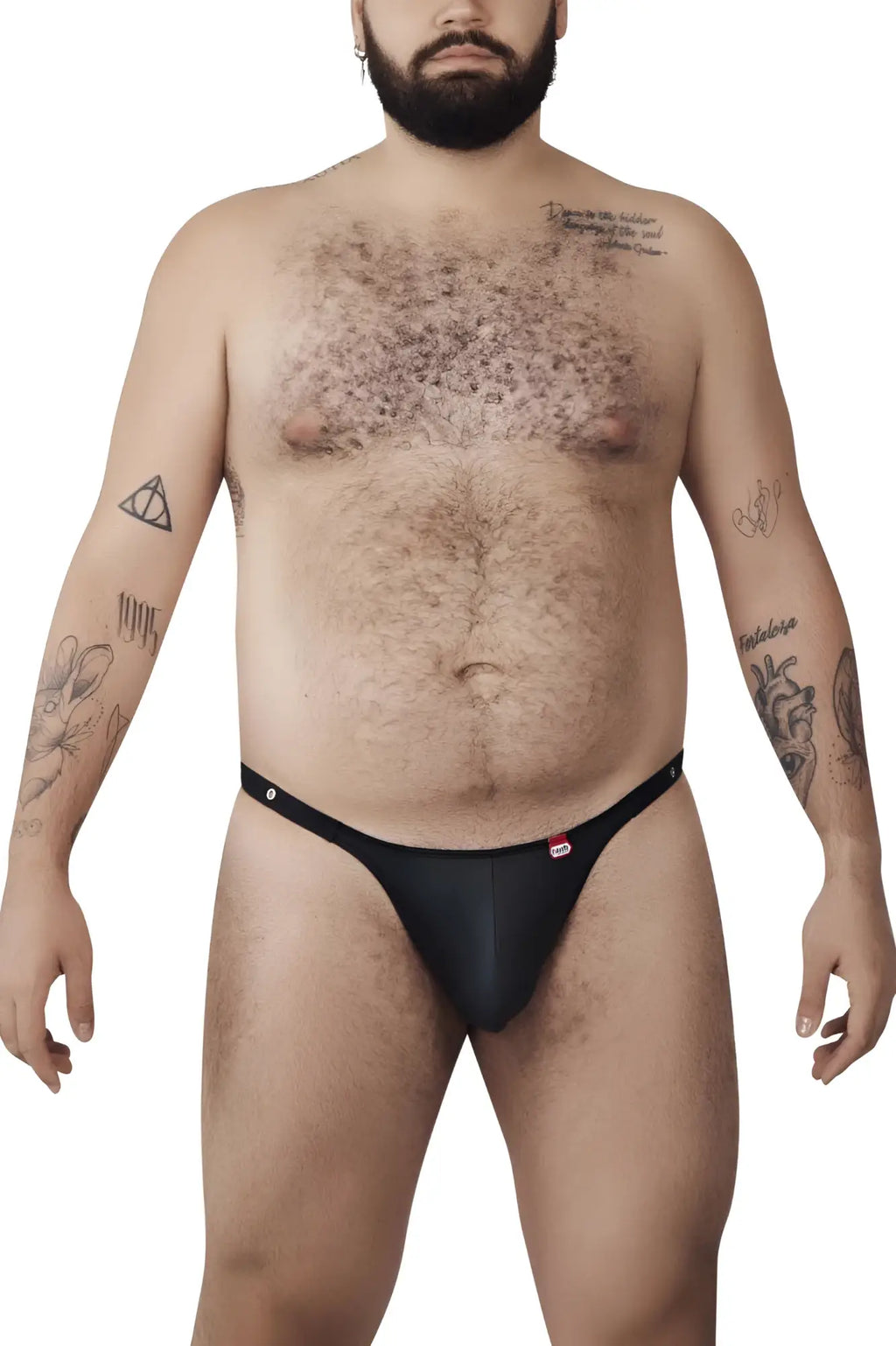 Black pikante PIK 1025X Perusa thong featuring a small red logo on the side in a sleek black fabric