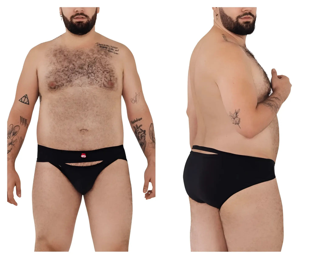 Black Pikante PIK 1026X Verona briefs with central cutout and small red logo on the front in comfortable fabric