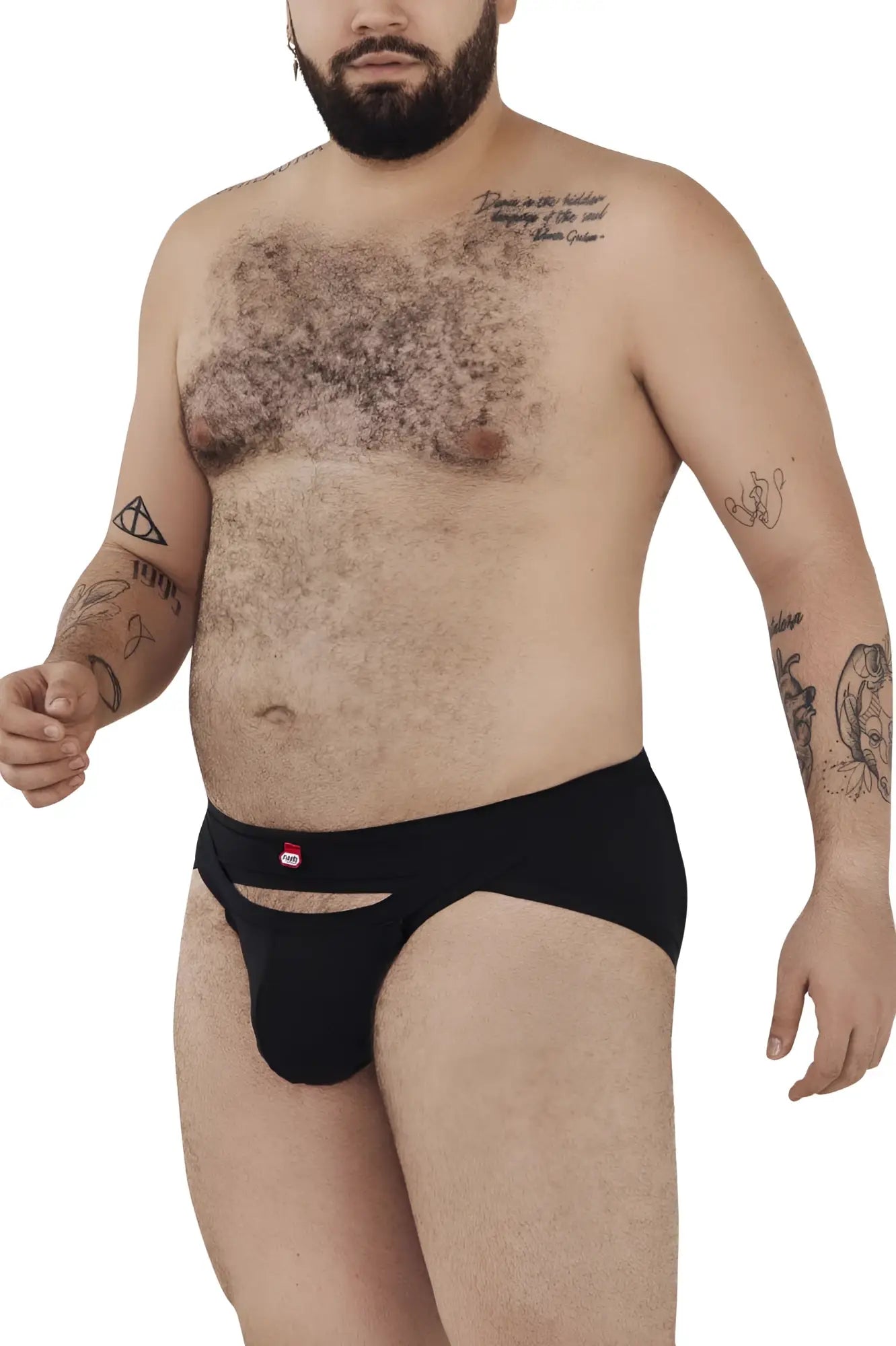 Black pikante verona briefs with a small red logo on the waistband made from comfortable fabric