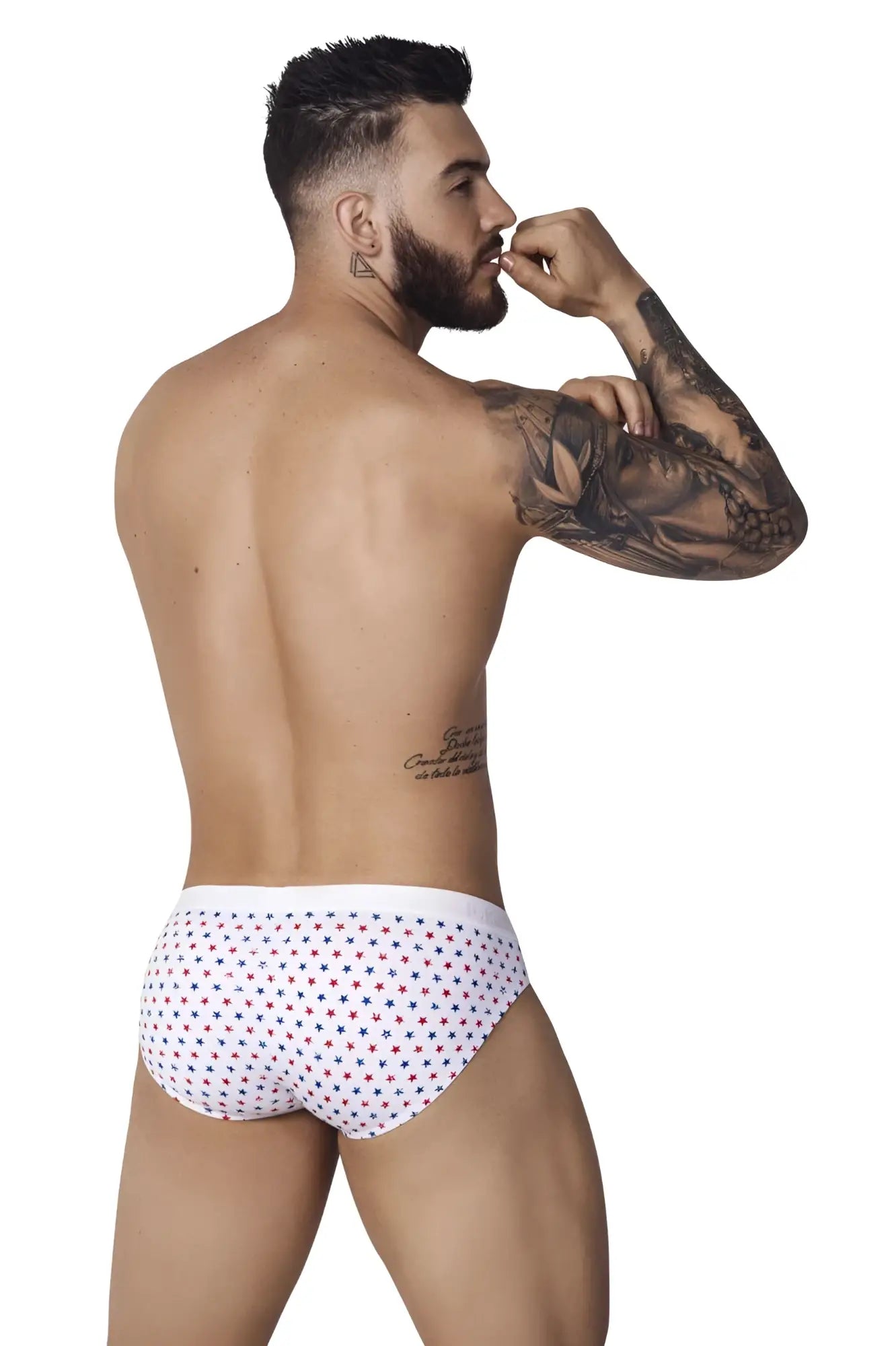 White Pikante PIK 1072 Blaze briefs with small red and blue star pattern made of soft breathable fabric