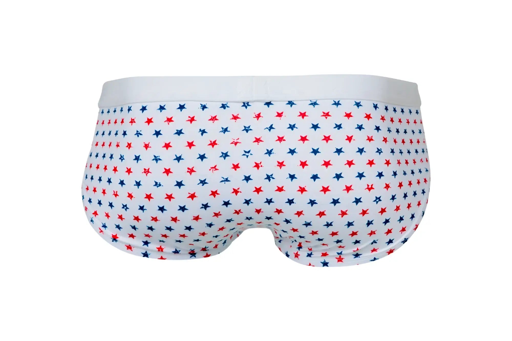White briefs with red and blue star pattern from pikante pik 1072 blaze briefs color white collection