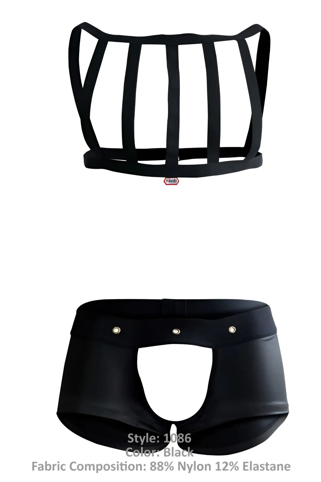 Black pikante pik 1086 hard harness jockstrap with sleek form-fitting design made of 88 nylon 12 elastane