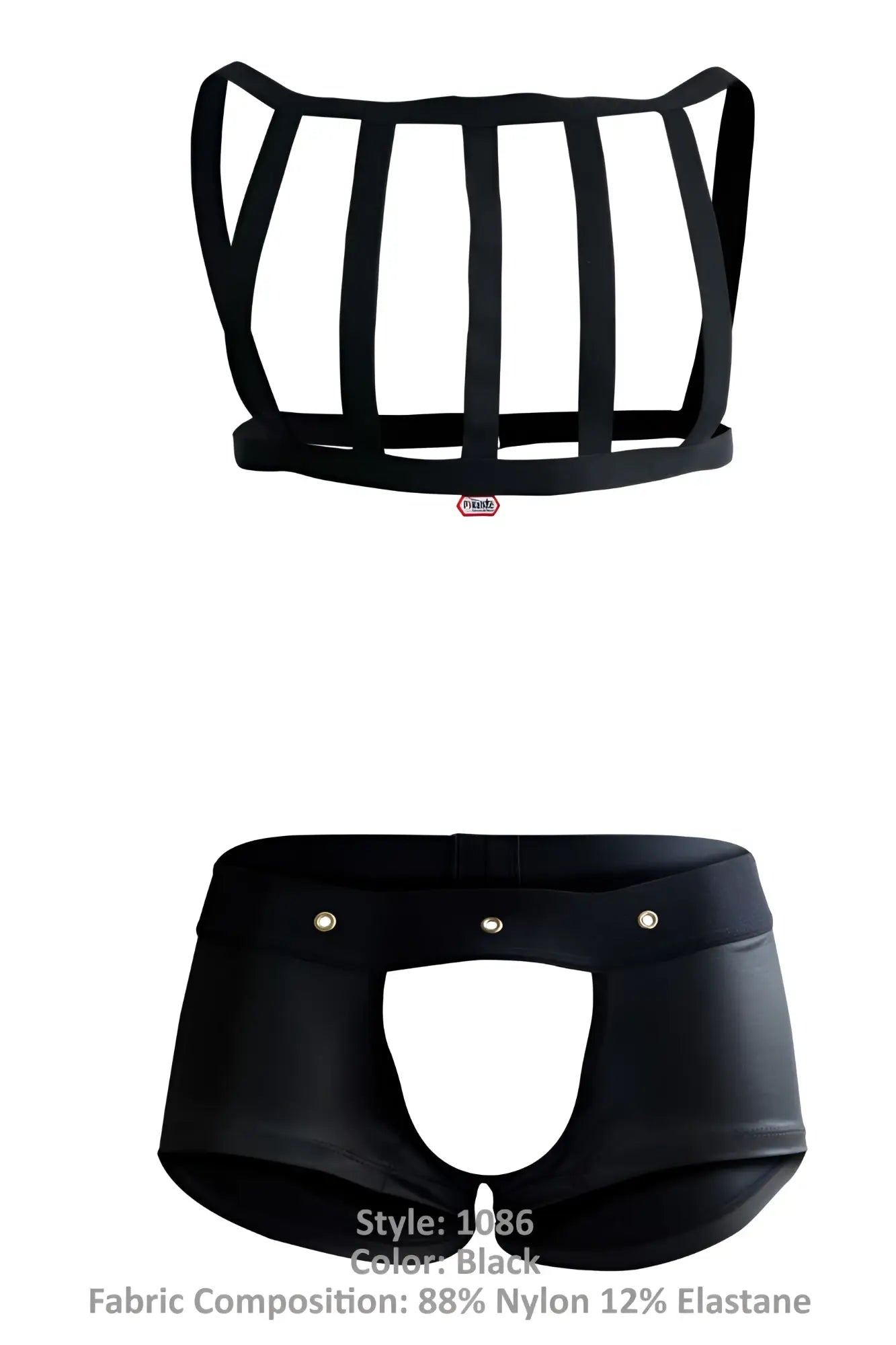 Black pikante pik 1086 hard harness jockstrap with sleek form-fitting design made of 88 nylon 12 elastane