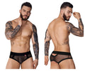 Pikante pik 1091 burly mesh briefs in black sheer mesh with elastic waistband and reinforced side panels