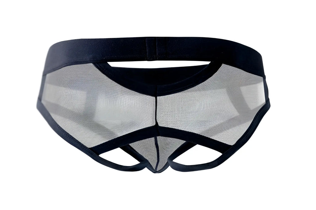Black pikante pik 1091 burly mesh briefs with solid elastic waistband and leg openings in breathable black mesh
