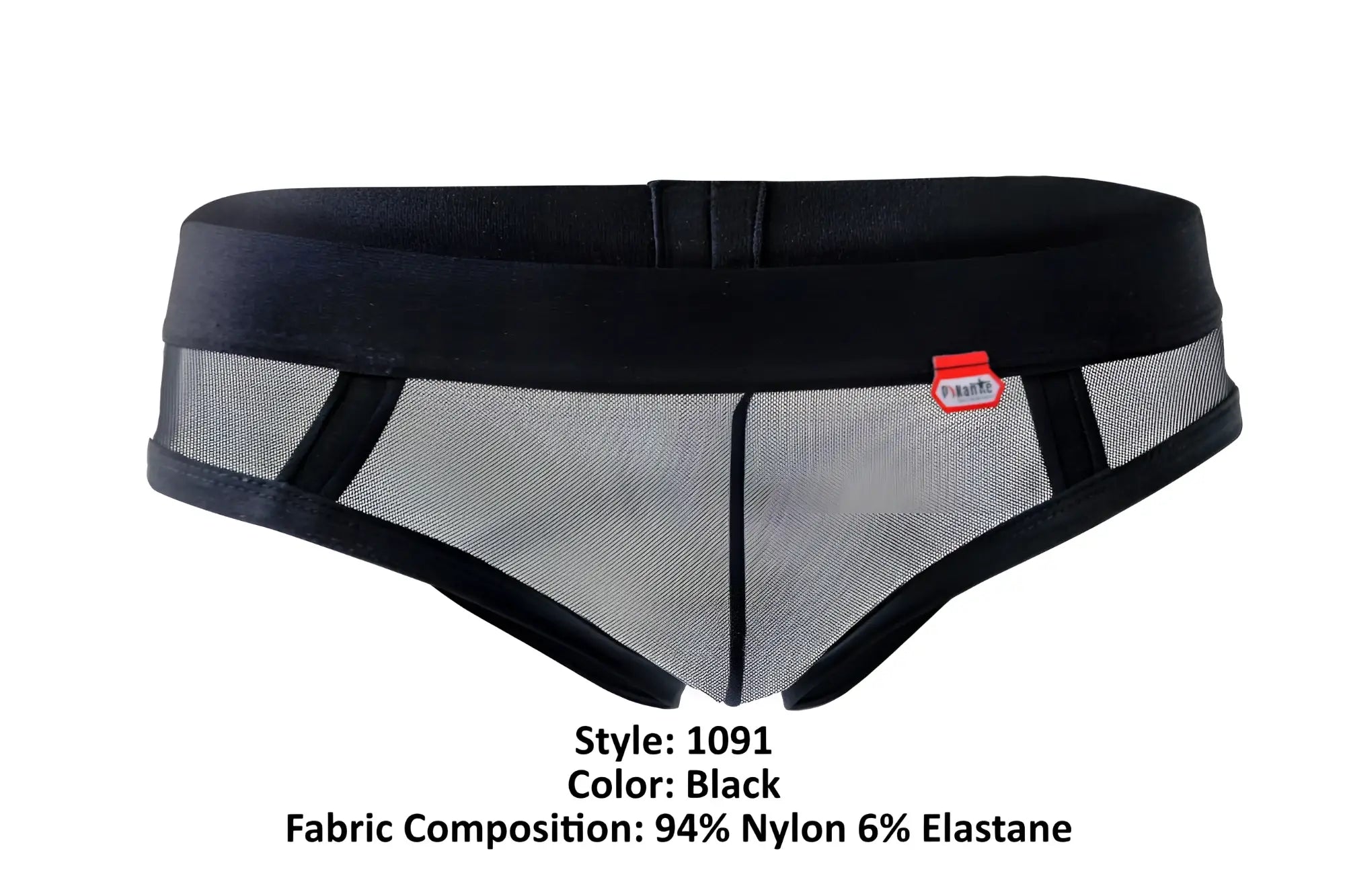Black mesh briefs pikante pIK 1091 with solid waistband made of 94 nylon 6 elastane in black