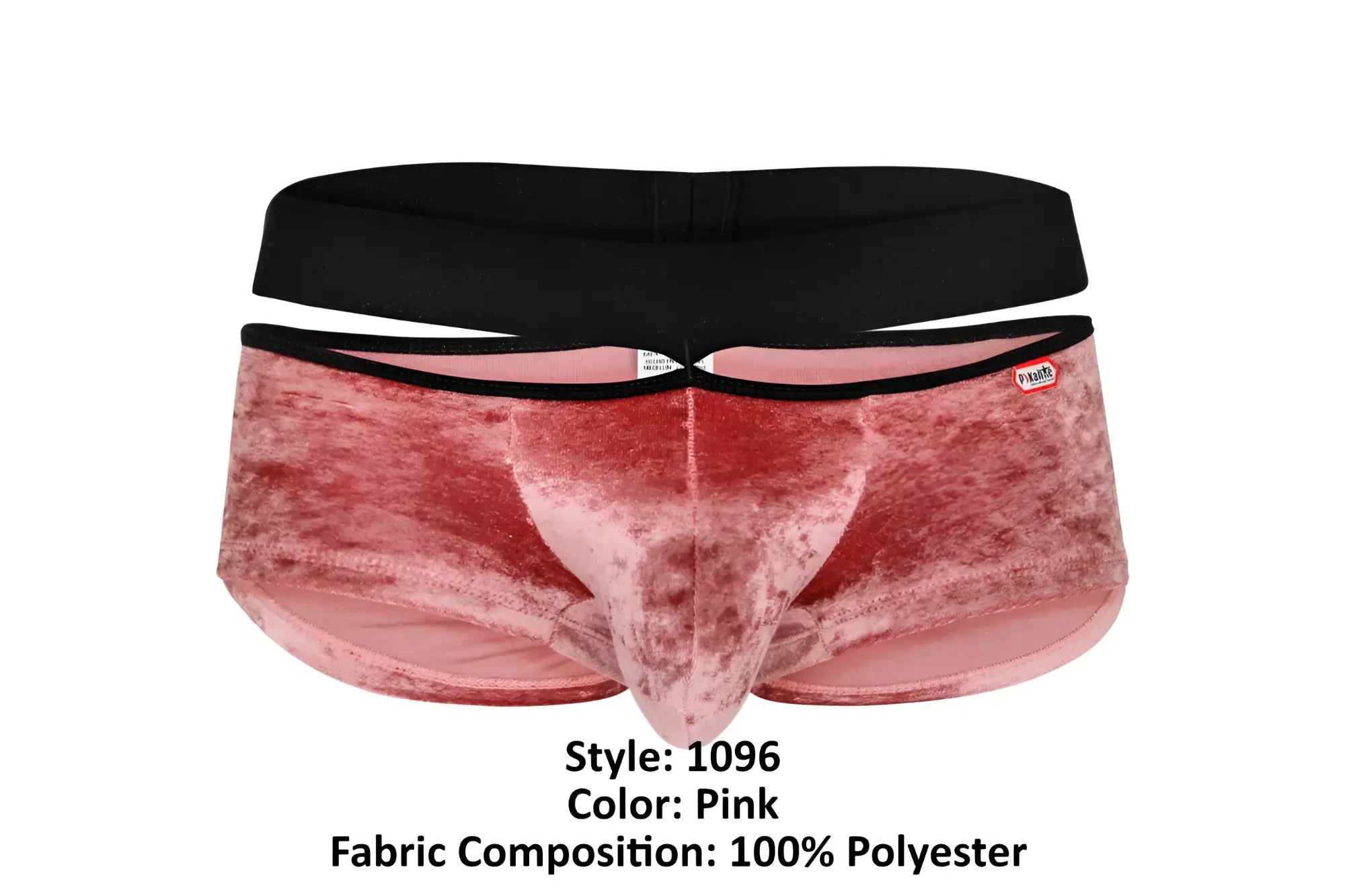 Pink velvet men’s briefs with black elastic waistband from pikante pik 1096 clandestine velvet trunks collection