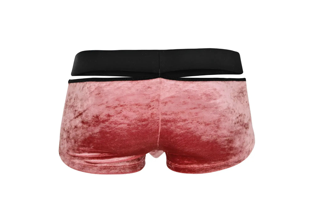 Pink velvet Pikante PIK 1096 clandestine trunks with black elastic waistband showing front side details