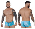 Blue mermaid-scale patterned men’s briefs pikante pik 1268 roskilde trunks in blue showcasing front view