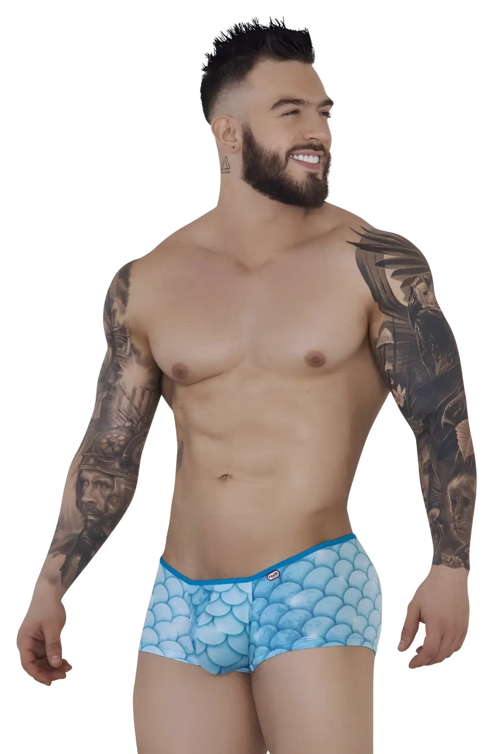 Blue mermaid-scale patterned pikante pik 1268 roskilde trunks men’s briefs in blue color with comfortable fit