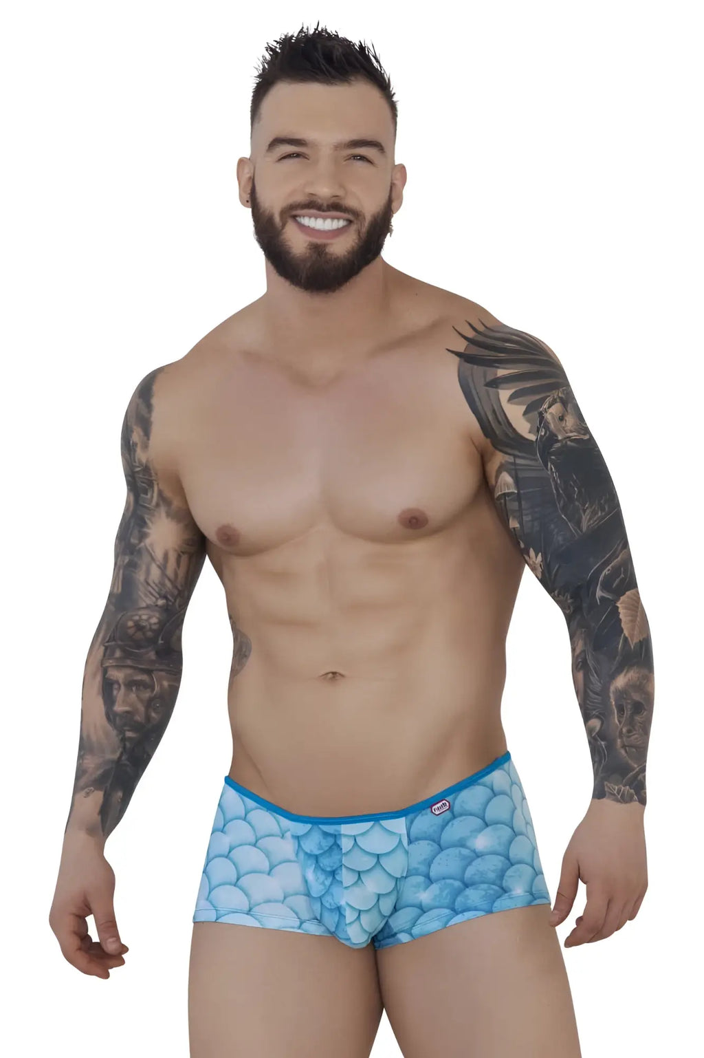 Pikante pik 1268 roskilde trunks blue men’s briefs with blue scale pattern and bright blue waistband