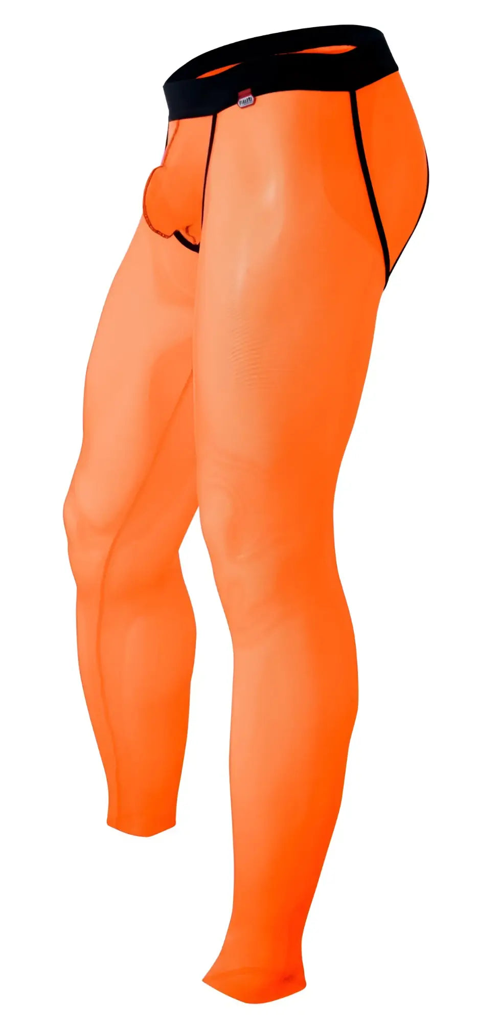 Bright orange pikante PIK 1271 Sonar athletic compression tights with black waistband and matching seam detailing