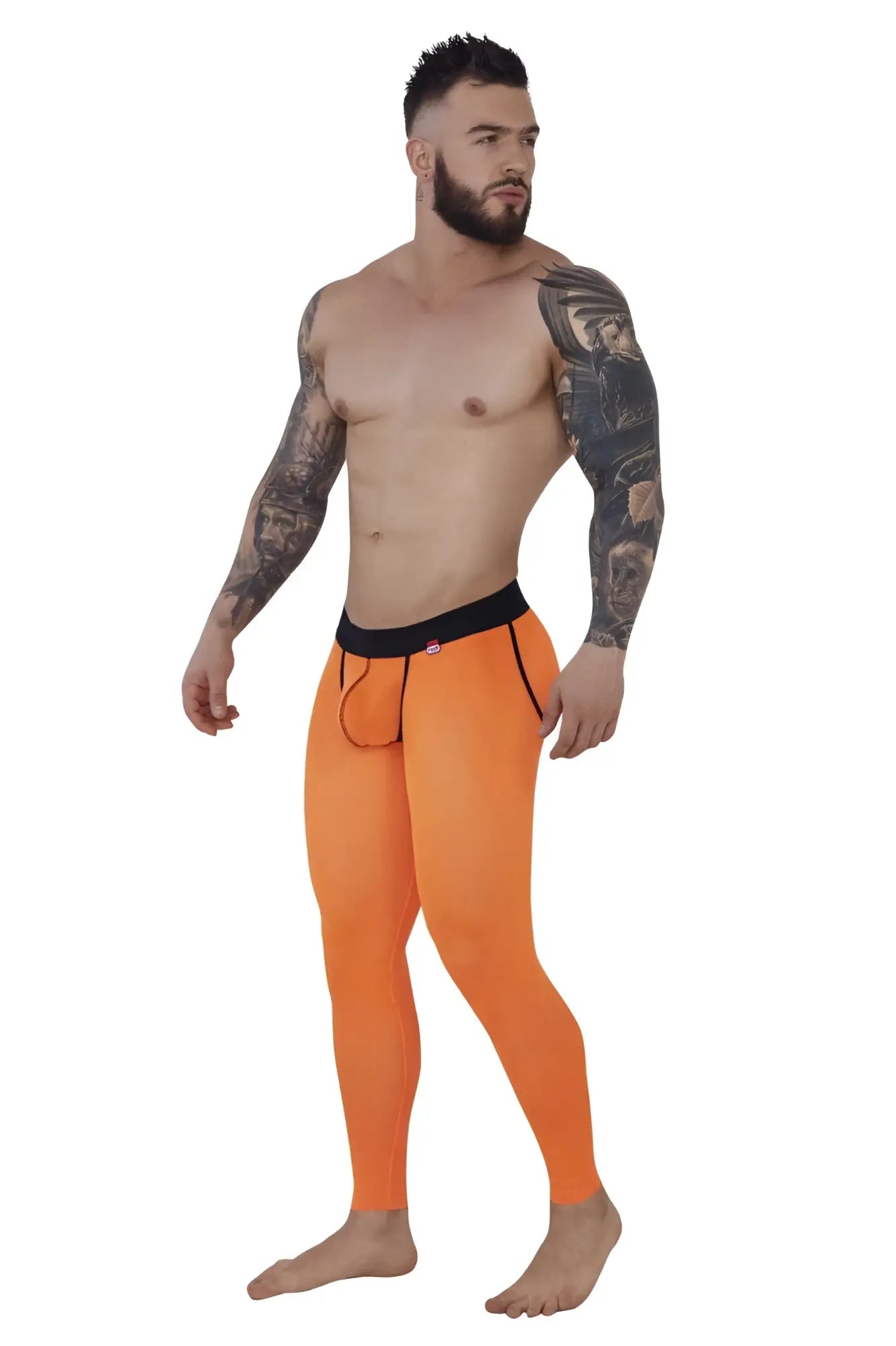 Pikante pik 1271 sonar athletic pants in bright orange with a black waistband and front pouch detail