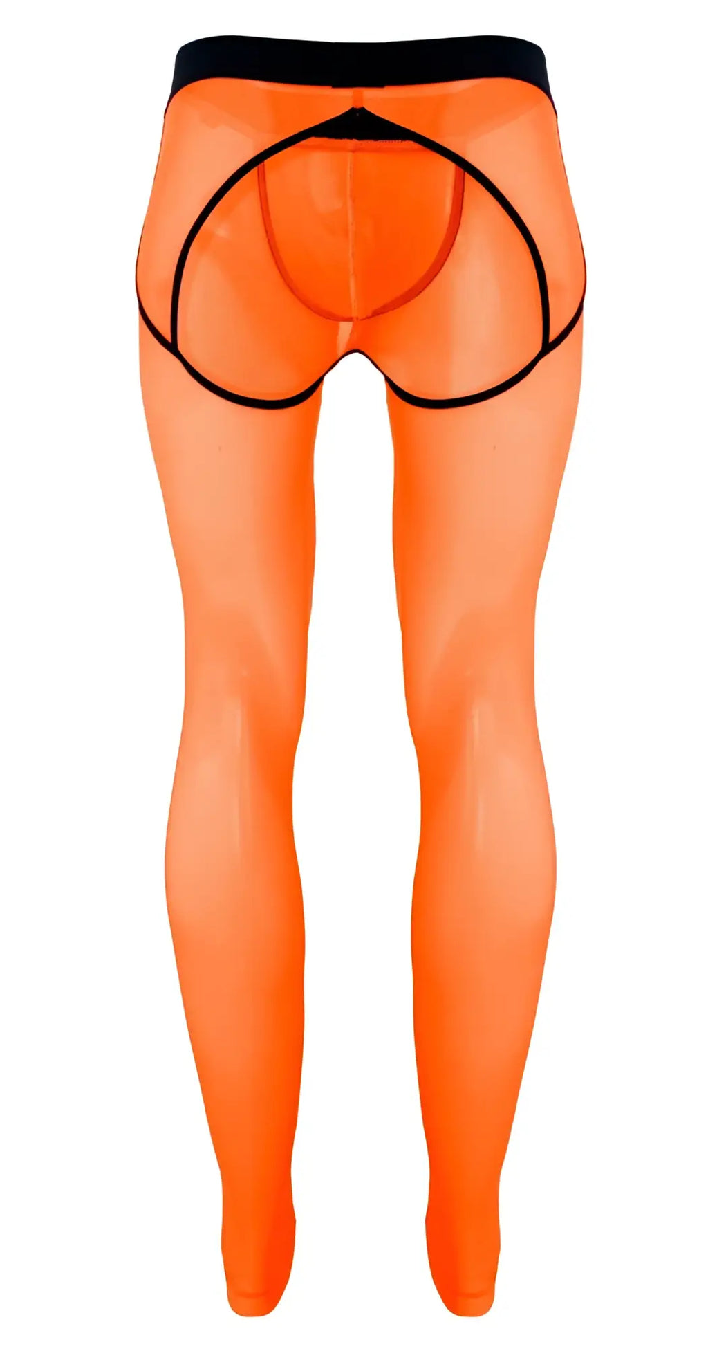 Bright orange sheer tights with black elastic waistband and trim from pikante pik 1271 sonar athletic pants collection