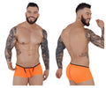 Pikante pik 1273 sonar trunks bright orange briefs with black trim and central zipper detail in front