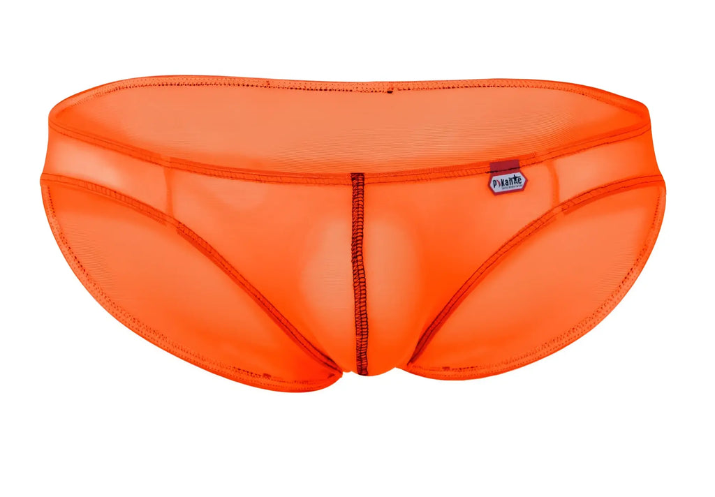 Bright orange pikante pik 1277 sonar mesh briefs with sleek, form-fitting design and visible seam stitching