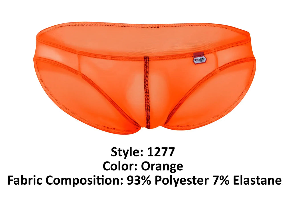 Bright orange pikante pik 1277 sonar briefs with sleek mesh fabric and subtle stitching details in form-fitting design
