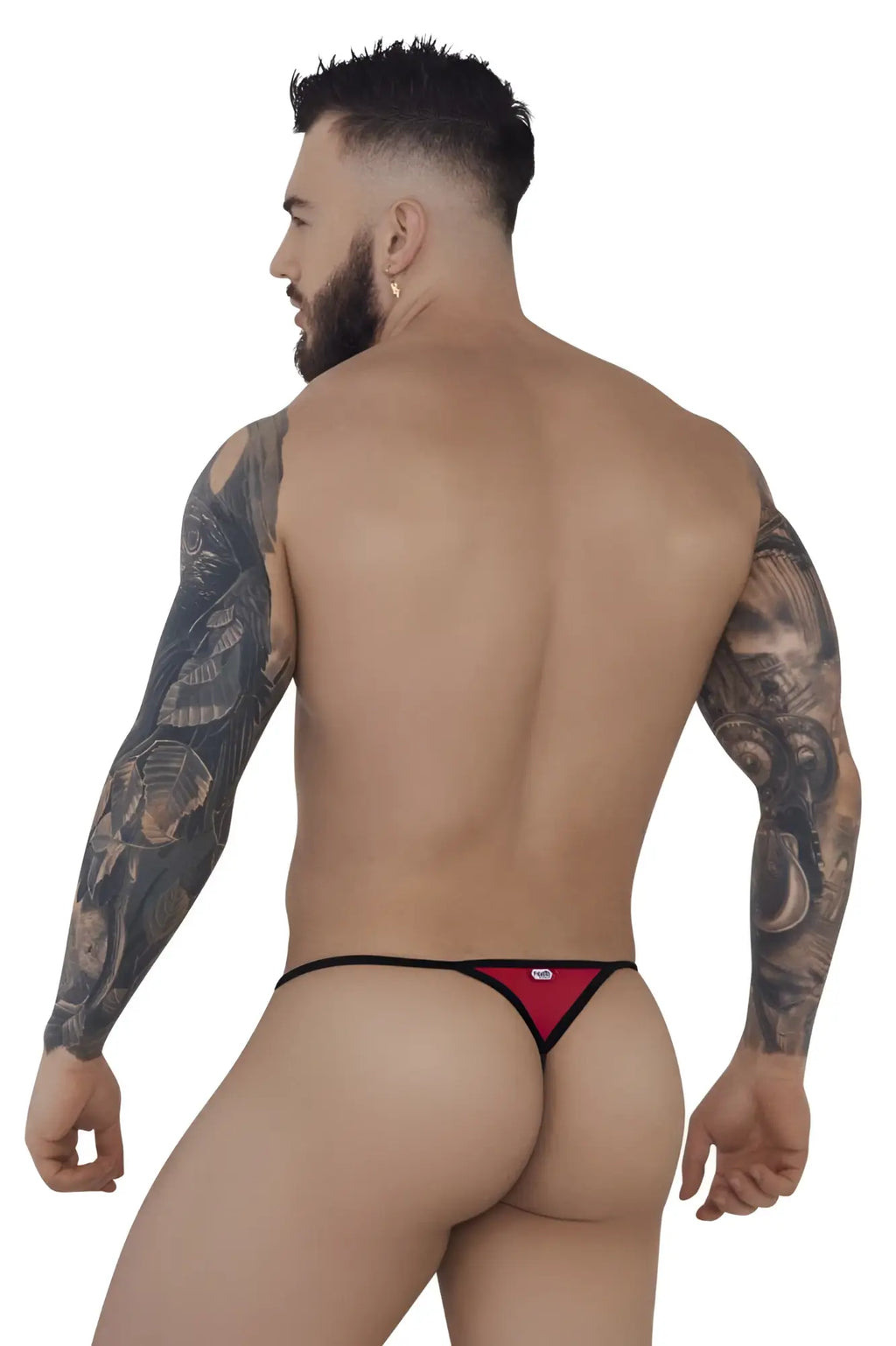 Red and black Pikante PIK 1279 Sonar thong with sleek minimalist design shown from the back side