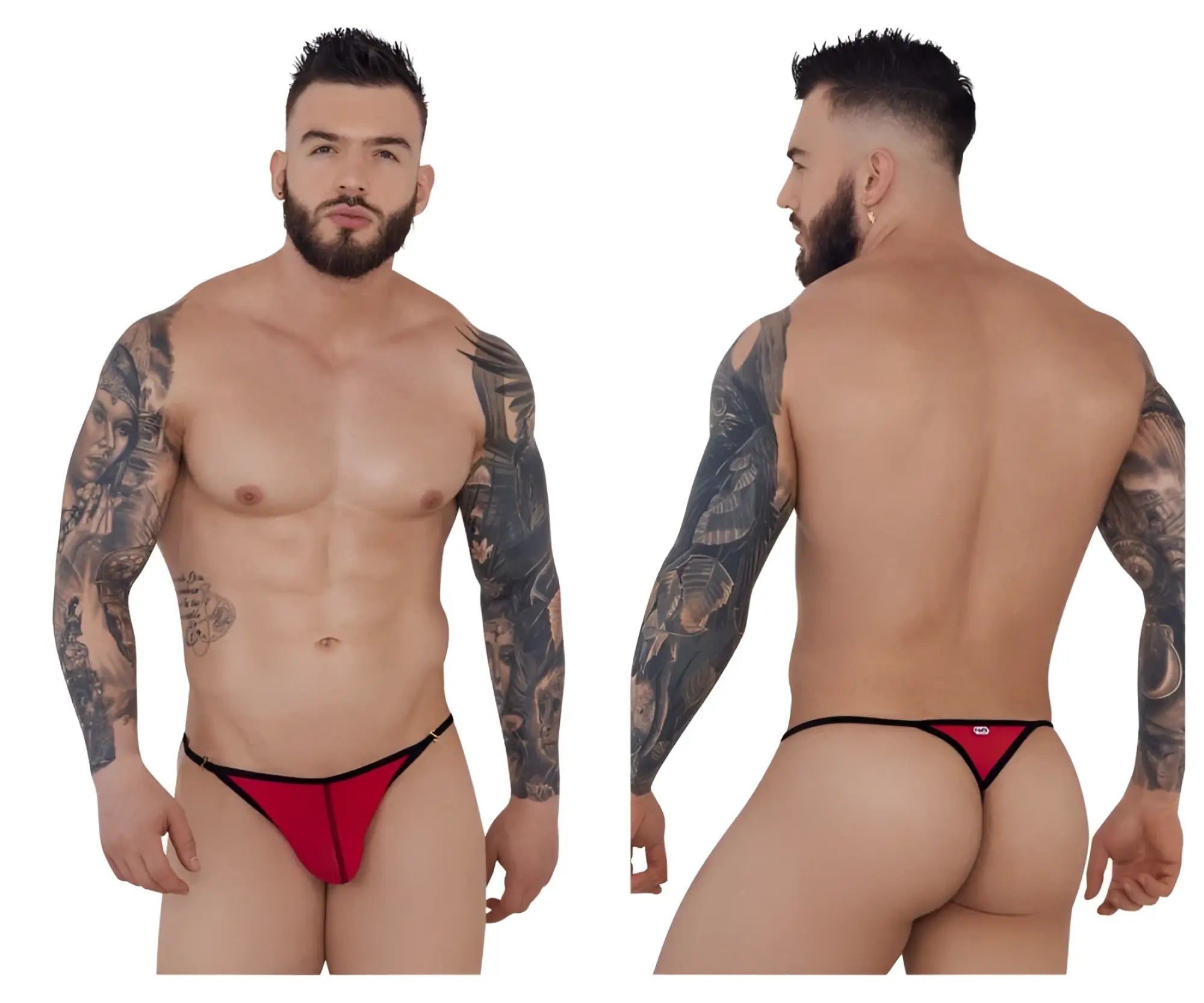 Red thong with black trim from pikante pik 1279 sonar thongs featuring a sleek minimalist design