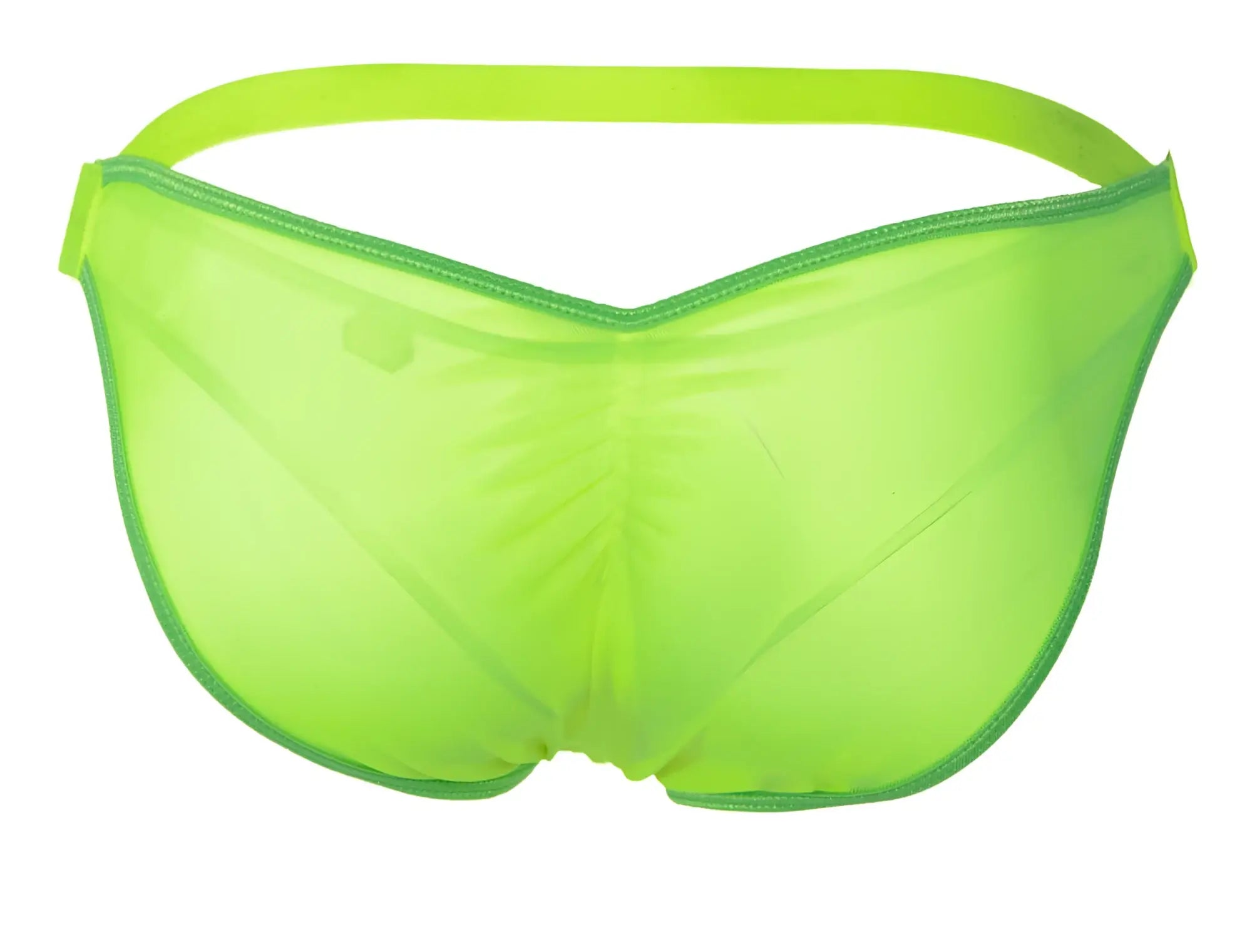 Bright neon green sheer mesh briefs with matching elastic waistband pikante pik 1283 bestival bikini color green