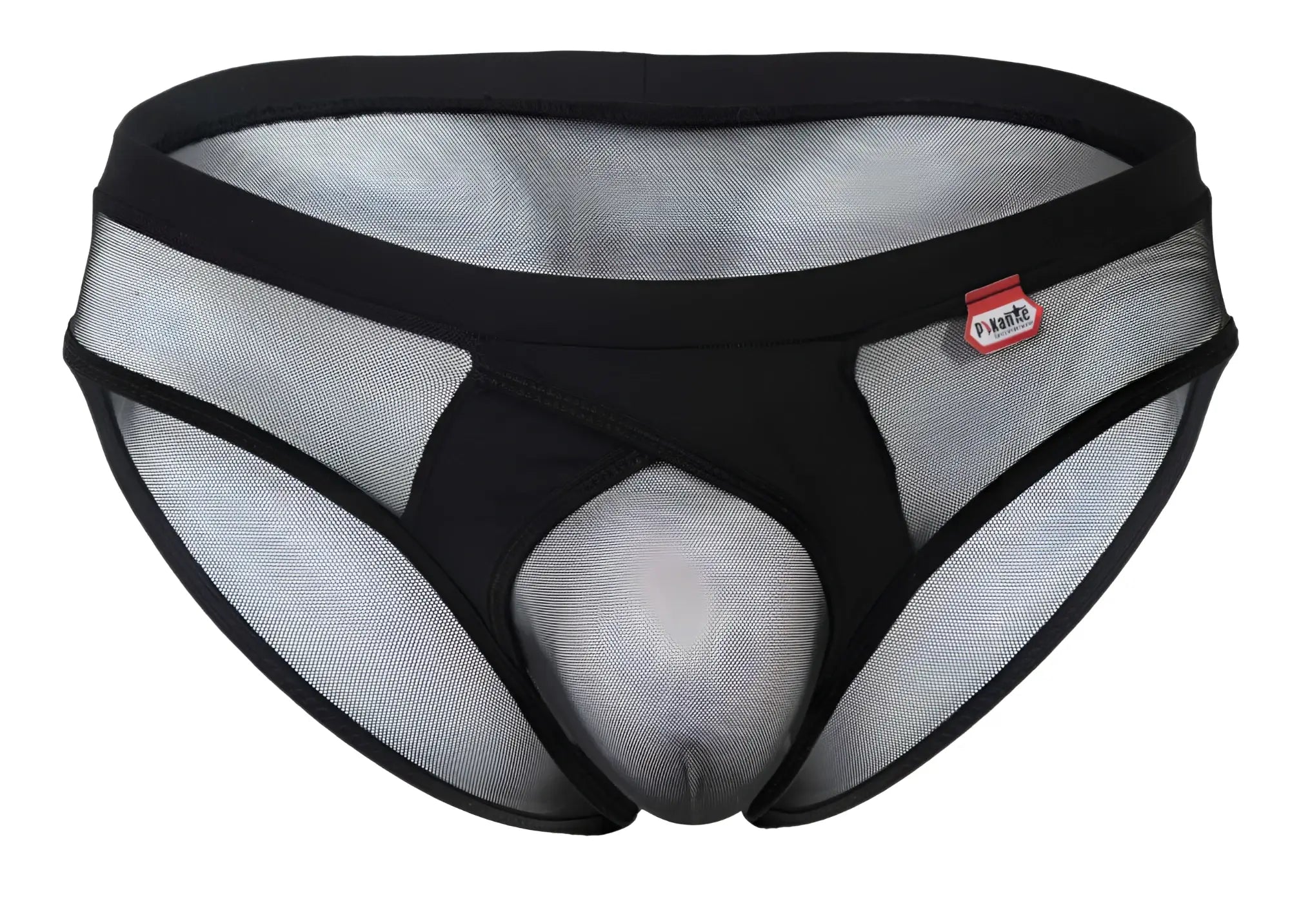 Pikante pik 1289 itadaki briefs black mesh briefs with solid black waistband and pikante brand label visible