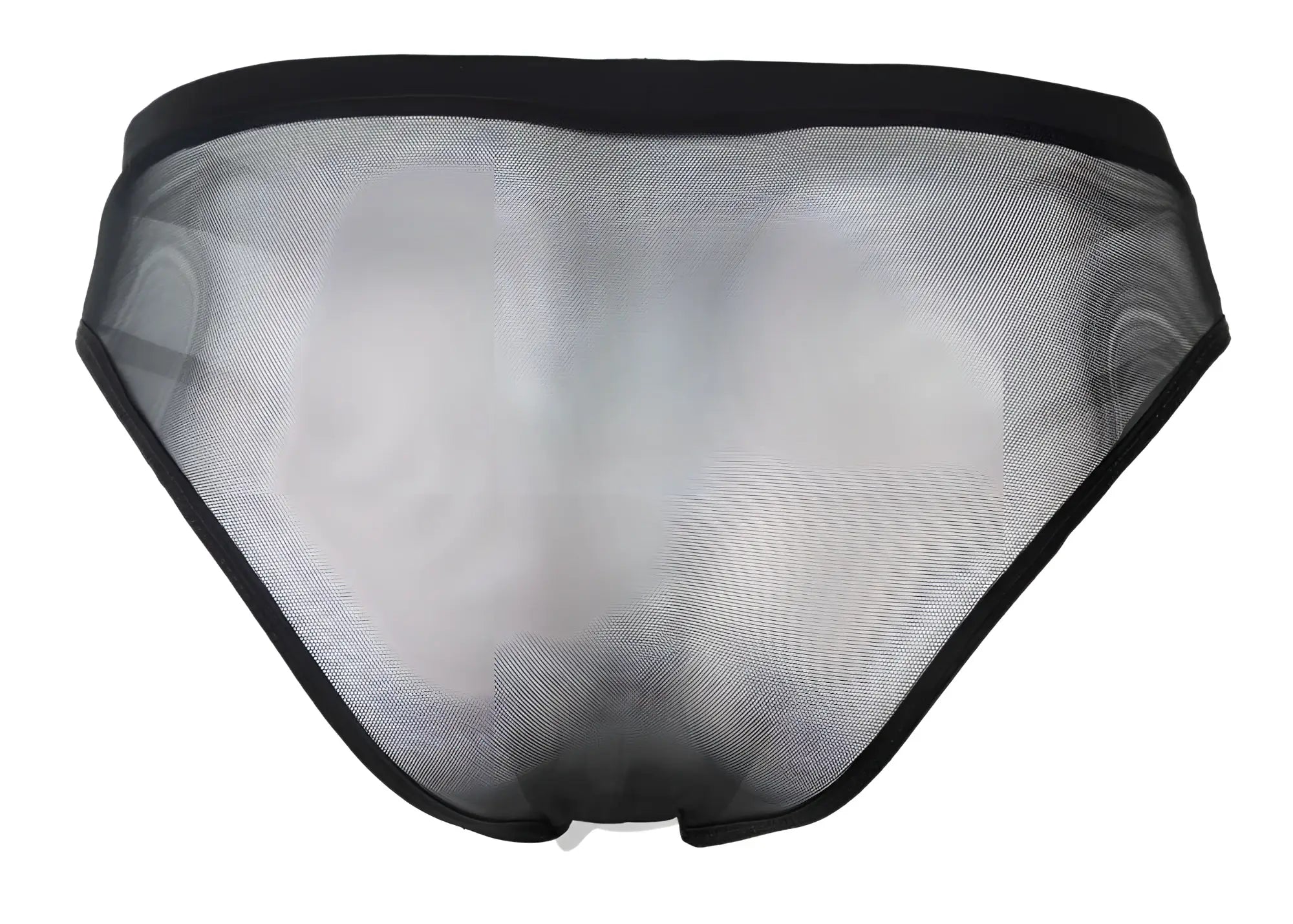 Pikante pik 1289 itadaki briefs black mesh briefs with solid waistband and leg openings in front view