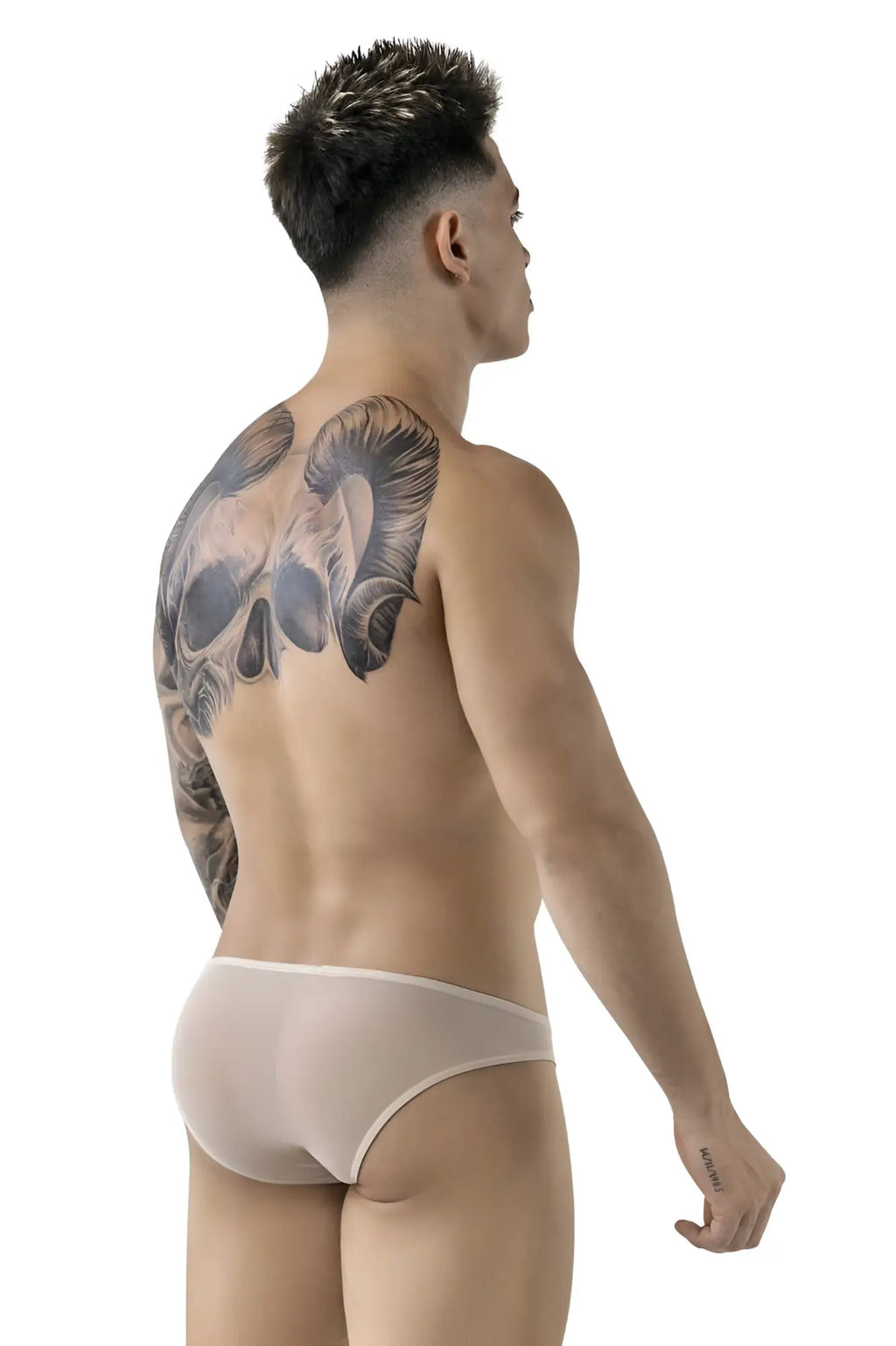 Translucent beige mesh briefs pikante pik 1822 luxury briefs showcasing sheer breathable fabric and comfortable fit
