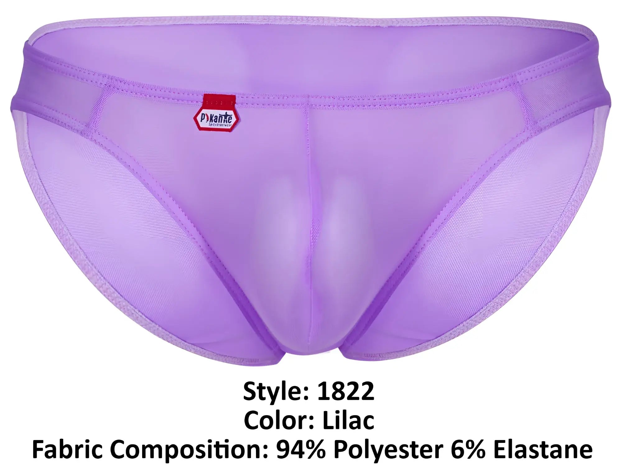 Lilac-colored sheer mesh briefs with subtle texture and reinforced stitching pikante pik 1822 luxury briefs